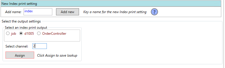 Index setup