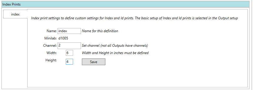 Index setup