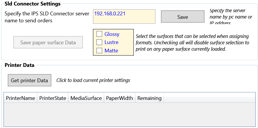 OM SLD Connector settings