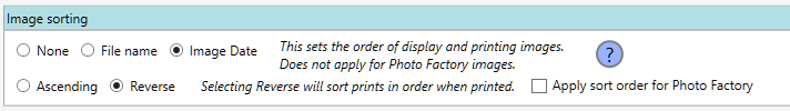 Image sorting setting